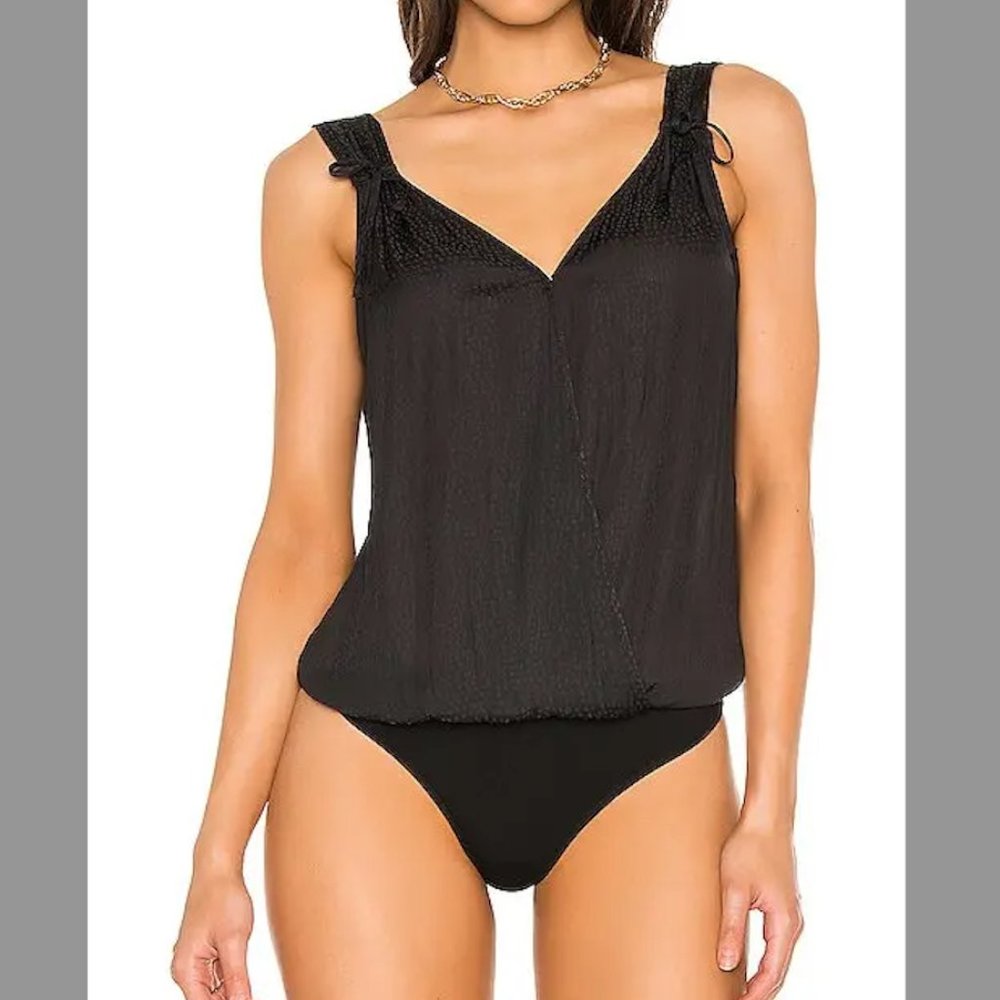 NWOT! PAIGE 'Cerisa' Black Print Sleeveless Bodysuit Size: X-Large